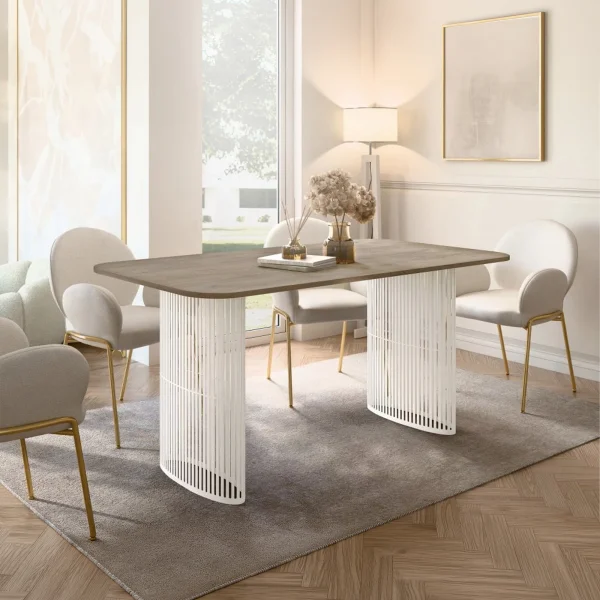 Tavolo da pranzo allungabile 160/236x90 cm industrial rovere scuro metallo cashmere Hexa