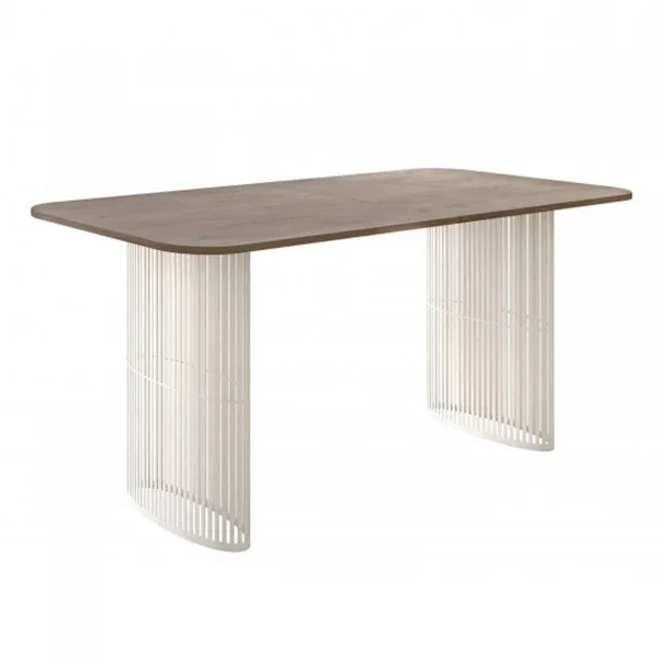 Tavolo da pranzo allungabile 160/236x90 cm industrial rovere scuro metallo cashmere Hexa