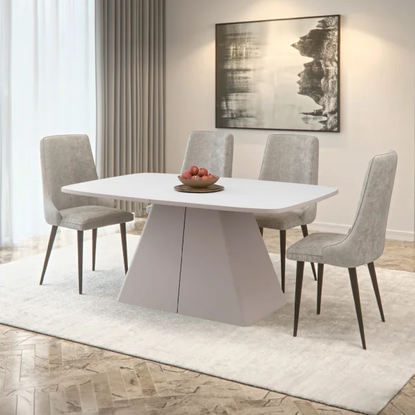 Tavolo da pranzo allungabile 180/256x110cm industrial bianco metallo cashmere Rail