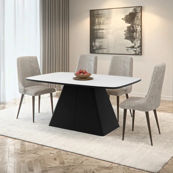 Tavolo da pranzo allungabile 180/256x110cm industrial bianco metallo nero Rail