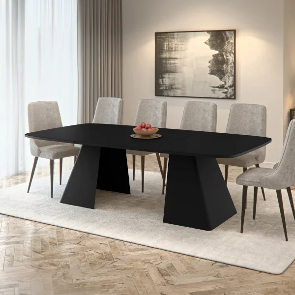 Tavolo da pranzo allungabile 180/256x110cm industrial nero metallo nero Rail
