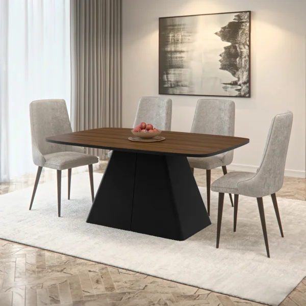 Tavolo da pranzo allungabile 180/256x110cm industrial noce metallo nero Rail