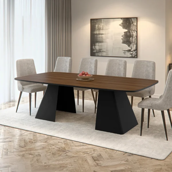 Tavolo da pranzo allungabile 180/256x110cm industrial noce metallo nero Rail