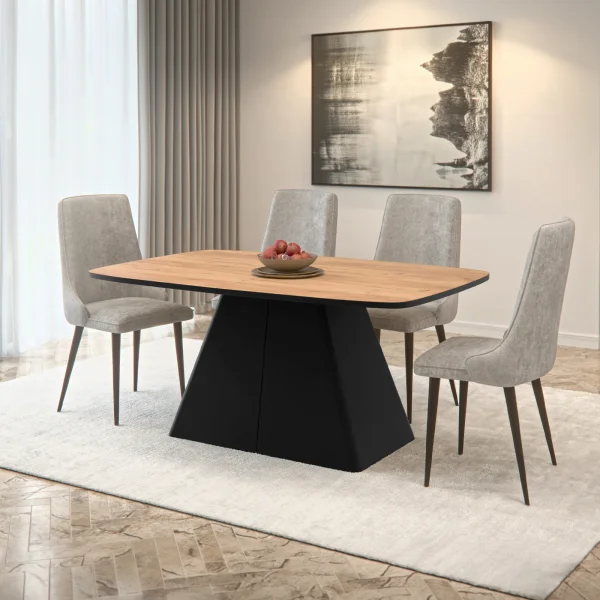 Tavolo da pranzo allungabile 180/256x110cm industrial rovere metallo nero Rail