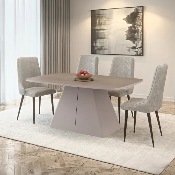 Tavolo da pranzo allungabile 180/256x110cm industrial rovere scuro metallo cashmere Rail