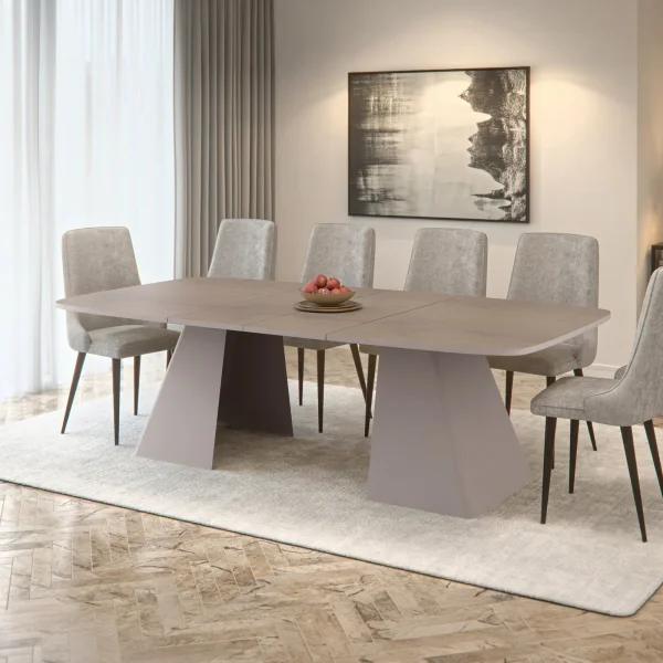 Tavolo da pranzo allungabile 180/256x110cm industrial rovere scuro metallo cashmere Rail