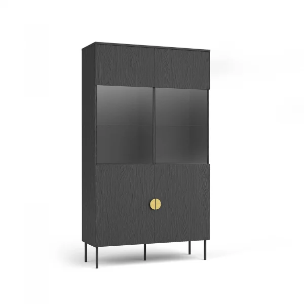 Vetrina 106x188h cm 2 ante nero frassinato Innsbruck