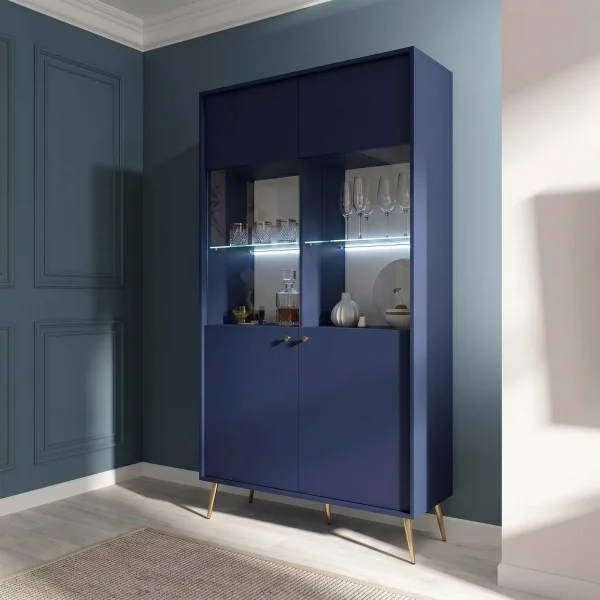 Vetrina 106x191h cm 2 ante con led blu navy Carly