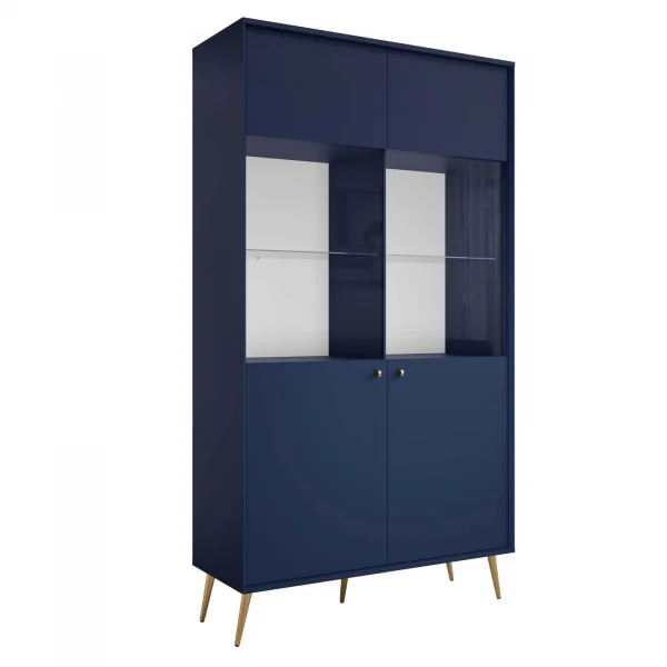 Vetrina 106x191h cm 2 ante con led blu navy Carly