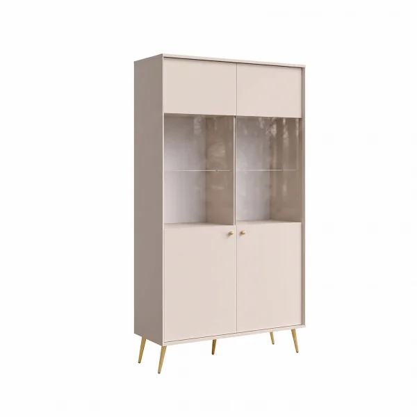 Vetrina 106x191h cm 2 ante e vani a vista beige cashmere Carly