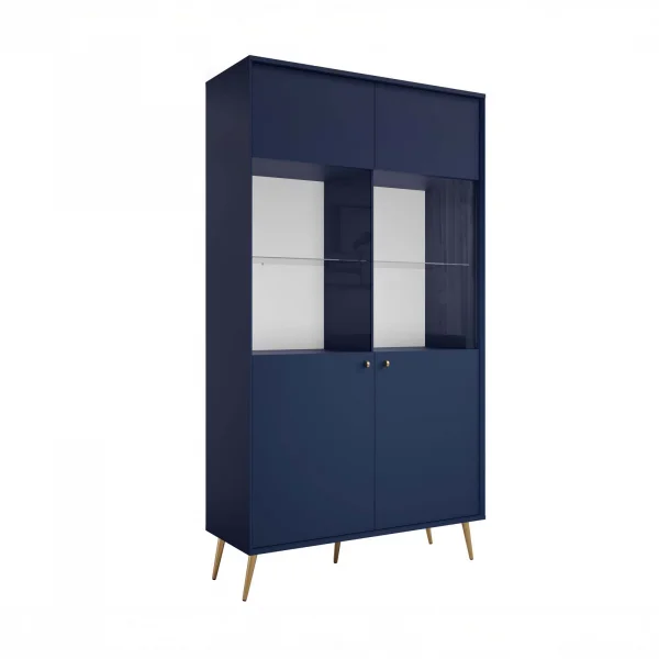 Vetrina 106x191h cm 2 ante e vani a vista blu navy Carly