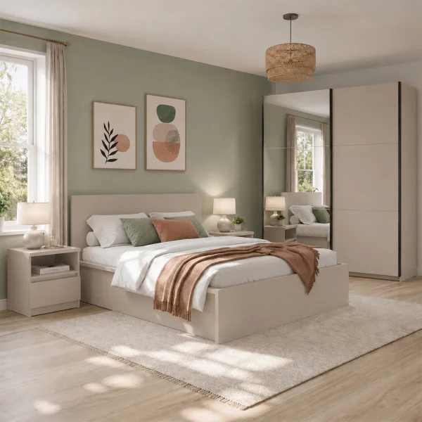 Camera da letto matrimoniale completa moderna beige cashmere Krea