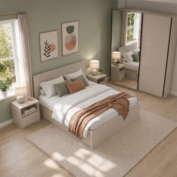Camera da letto matrimoniale completa moderna beige cashmere Krea