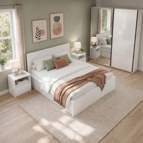 Camera da letto matrimoniale completa moderna bianco lucido Krea