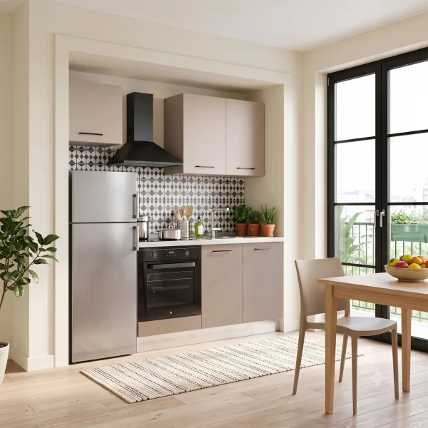 Cucina lineare 210cm reversibile moderna beige cashmere tortora Cookline