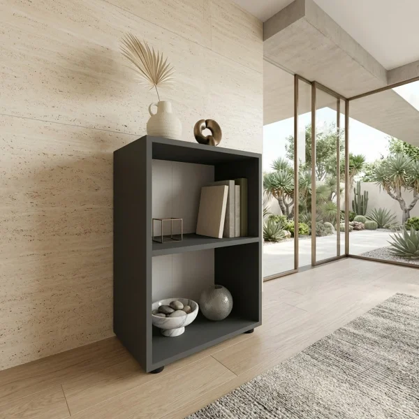 Libreria da parete 49x74h cm 2 ripiani soggiorno moderna antracite Byron
