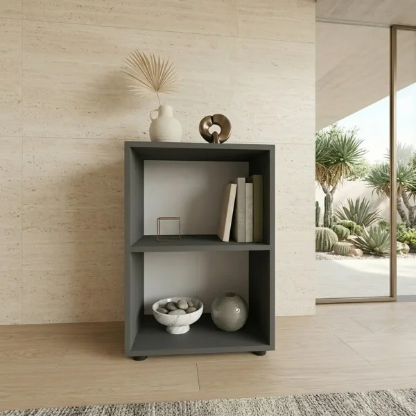Libreria da parete 49x74h cm 2 ripiani soggiorno moderna antracite Byron