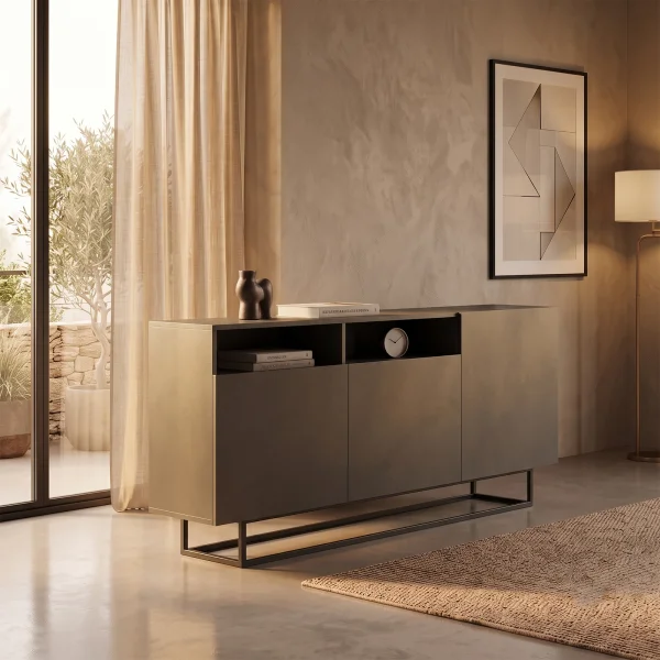 Madia 180x80h cm 3 ante moderna antracite nero Metax