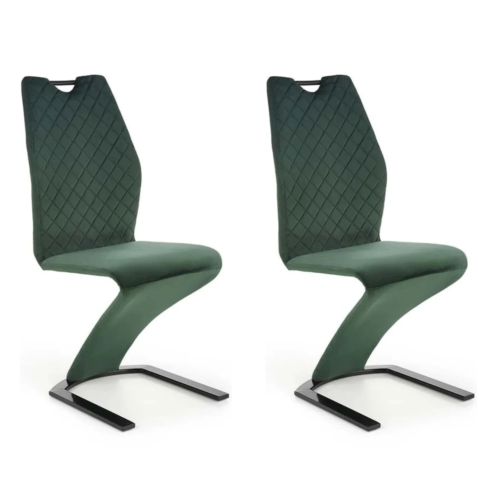 Set Di 2 Sedie Da Pranzo In Velluto Verde - Moderne Con Gambe In Metallo Nero - Ergonomiche E Imbottite Per Cucina, Soggiorno E Ufficio
