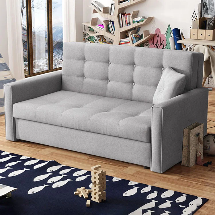 Divano letto 3 posti 153cm imbottito in tessuto grigio Isidore