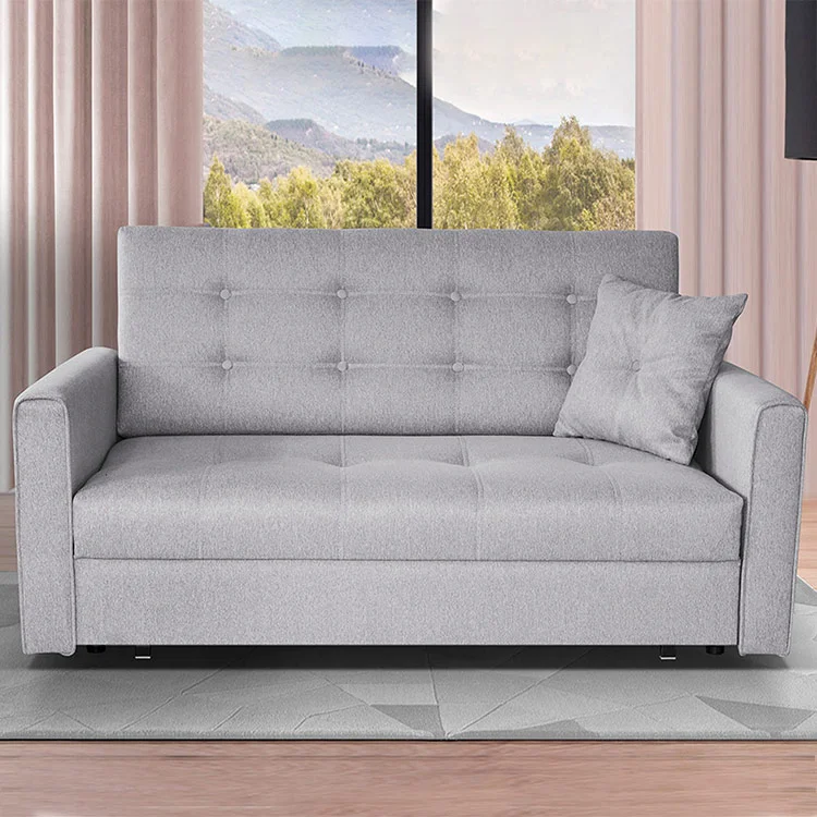 Divano letto 3 posti 153cm imbottito in tessuto grigio Isidore