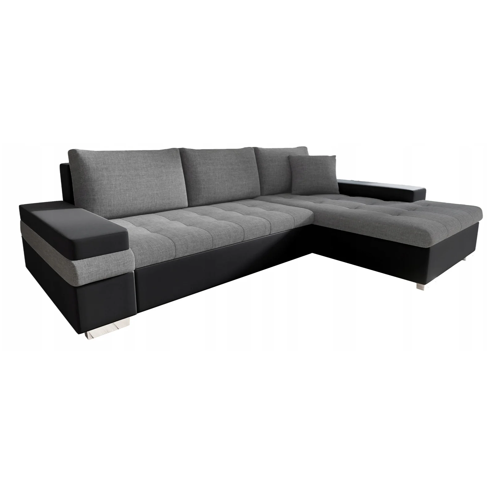 Divano letto matrimoniale angolare 3 posti 274cm grigio nero Apollina