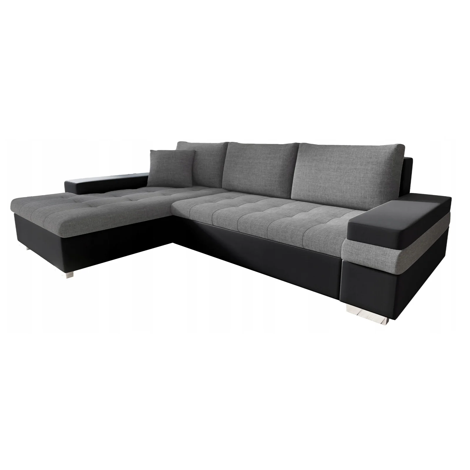 Divano letto matrimoniale angolare 3 posti 274cm grigio nero Apollina