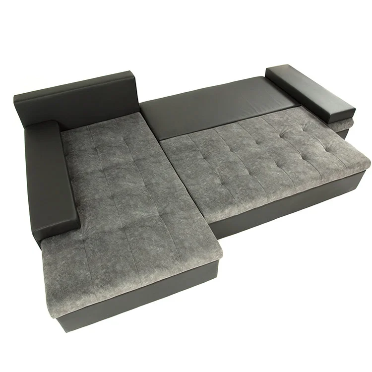 Divano letto matrimoniale angolare 3 posti 274cm grigio nero Apollina