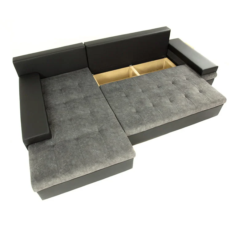 Divano letto matrimoniale angolare 3 posti 274cm grigio nero Apollina
