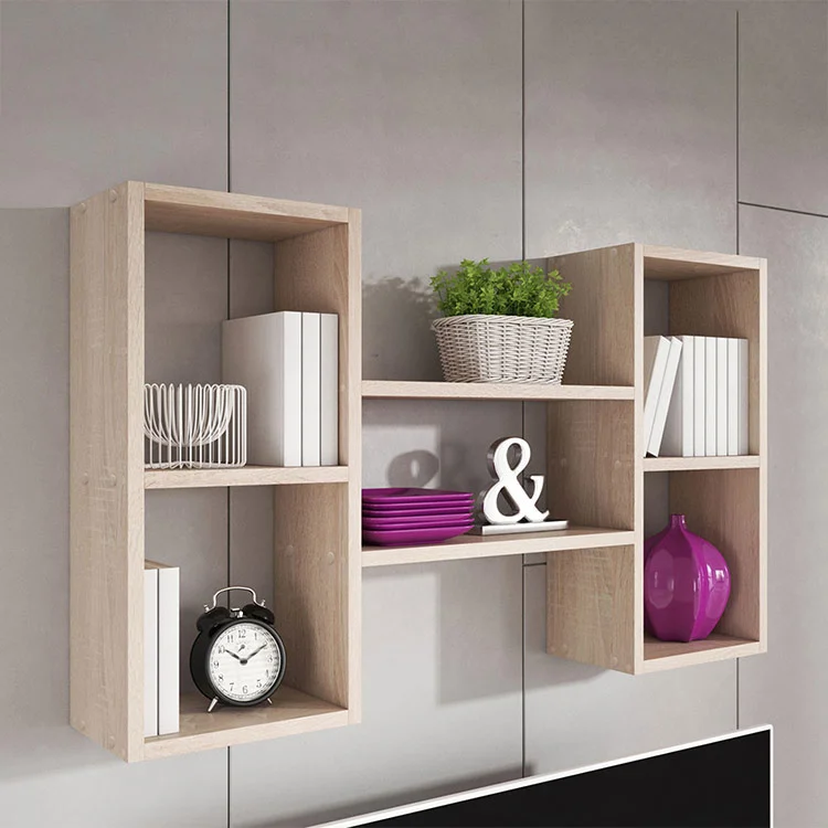 Pensile da parete 102x60h cm 5 vani moderna rovere chiaro Felicita