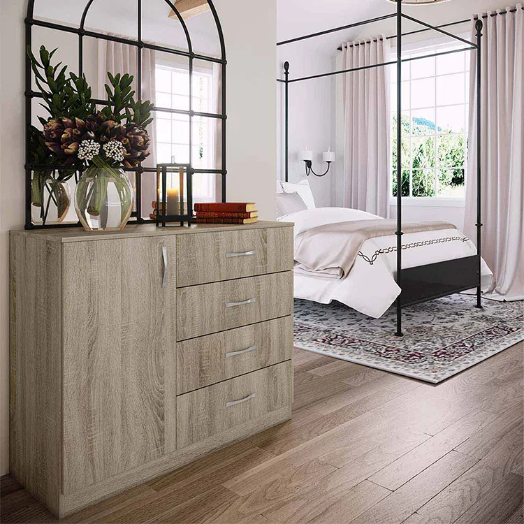 Comò 100x91h cm 1 anta con cassetti rovere sonoma Piero