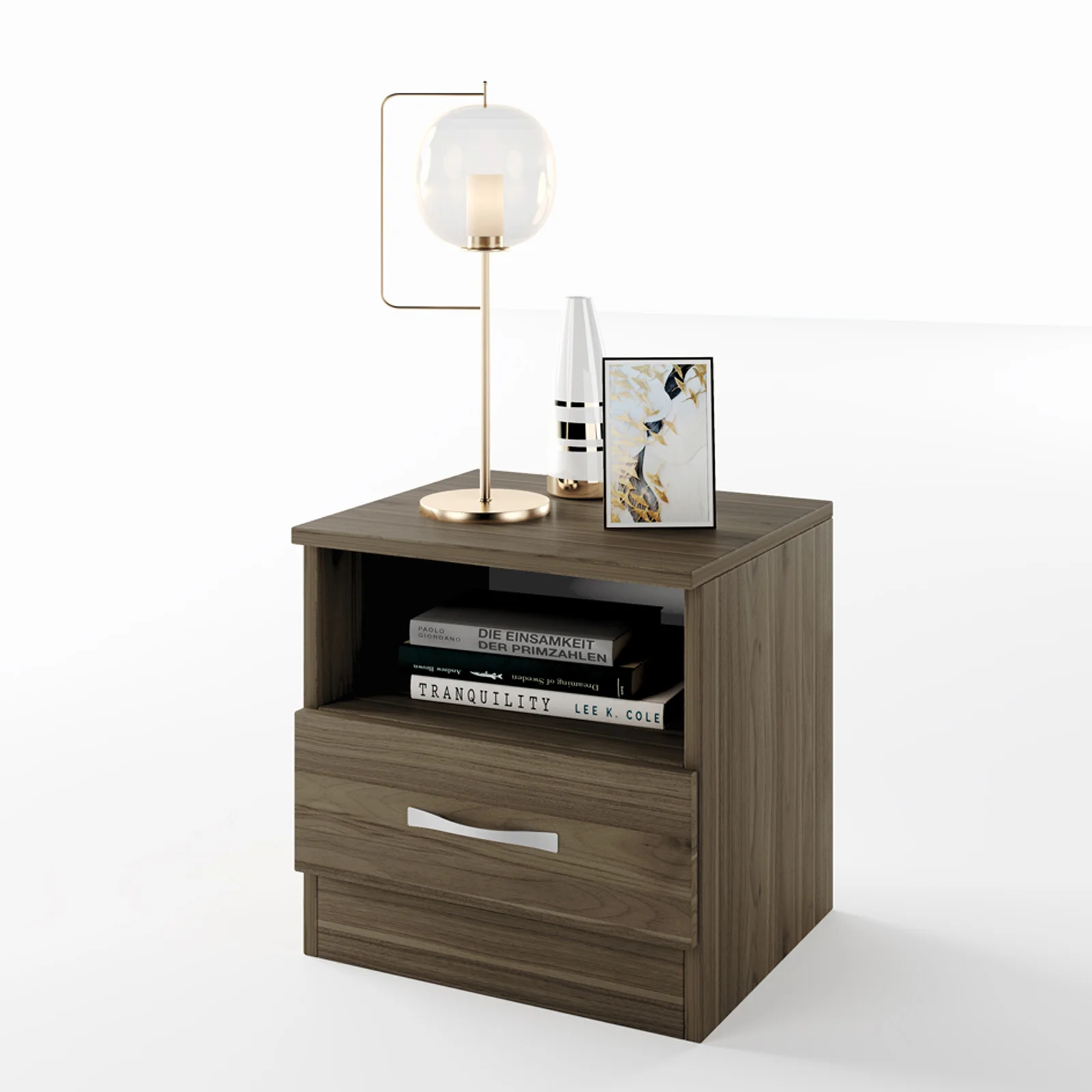 Comodino 40x41h cm  con cassetto moderno noce Selvaggia