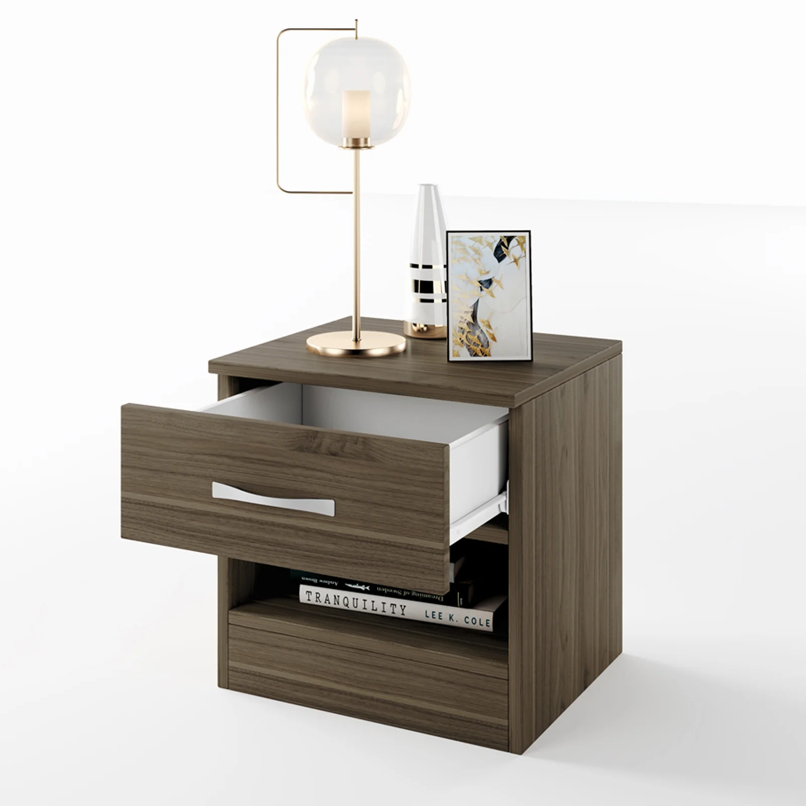 Comodino 40x41h cm  con cassetto moderno noce Selvaggia