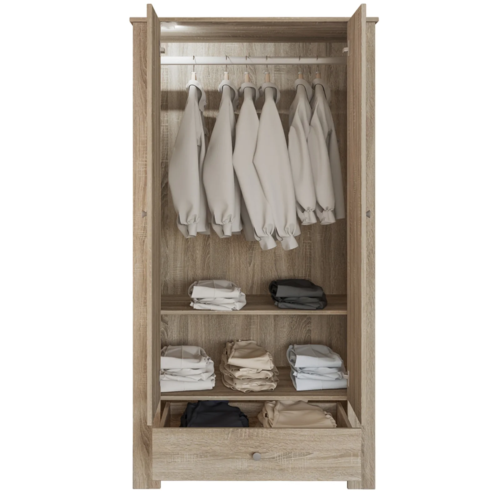 Tidyard Armadio 2 Ante Rovere Fumé 90x52x200 Cm - Compensato Per Camera Da Letto