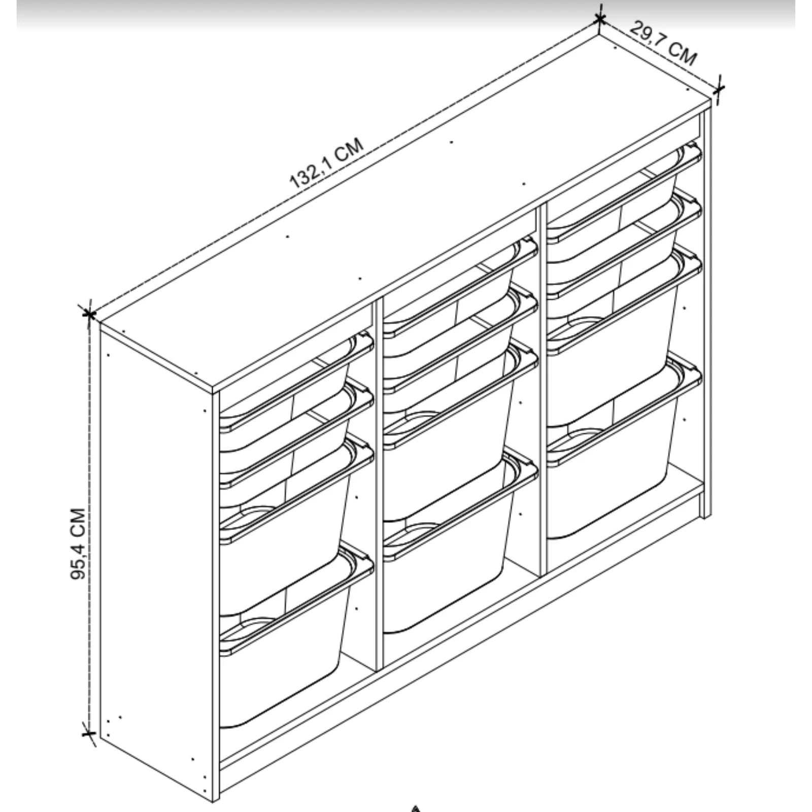 Cassettiera 133x93h cm portagiochi con cassetti rovere Fast Concordia