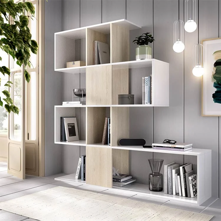Libreria dal design semplice Aenna 43, colore: bianco / rovere, piedini Libreria dal design semplice Aenna 43, colore: bianco / rovere, piedini