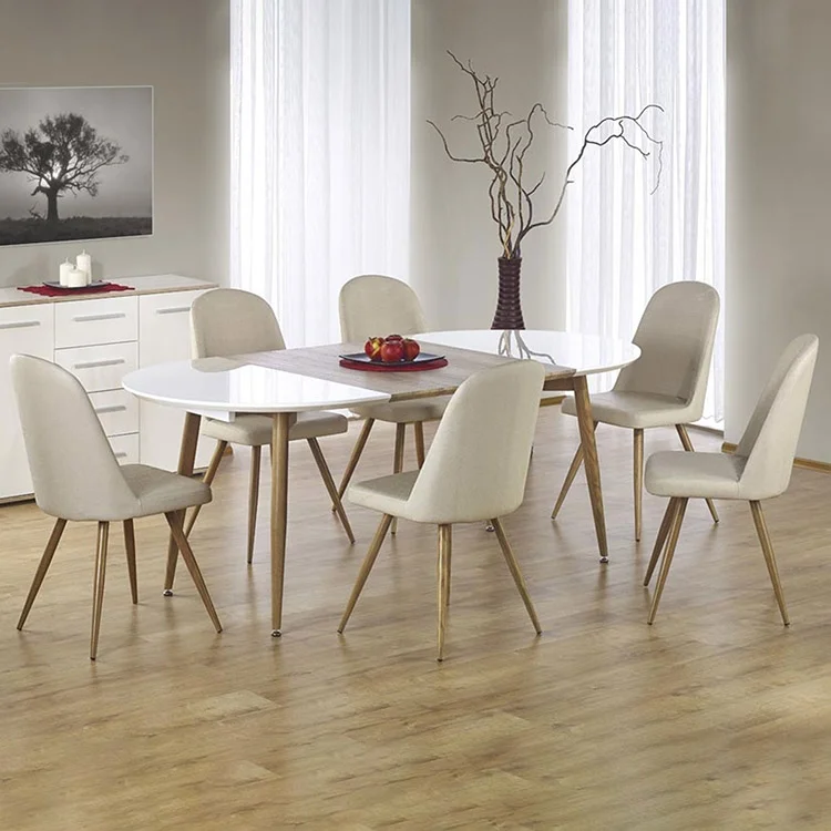 Tavolo da cucina rotondo minimalista Piano in MDF bianco ø 120 cm Base Tavolo da cucina rotondo minimalista Piano in MDF bianco ø 120 cm Base