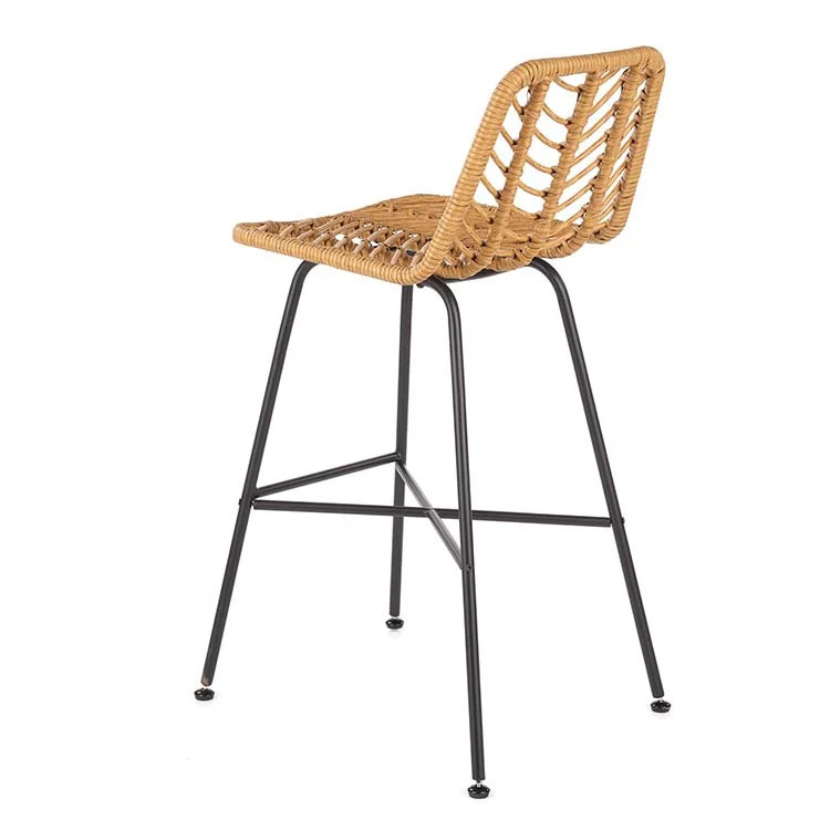 Set di 4 sgabelli in velluto beige con paglia - Groot Set di 4 sgabelli in velluto beige con paglia - Groot