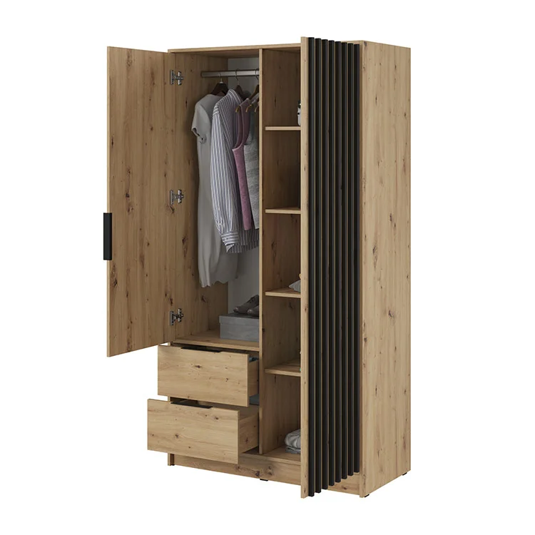 Armadio in legno di abete con 2 ante e 2 cassetti - Blu Armadio in legno di abete con 2 ante e 2 cassetti - Blu