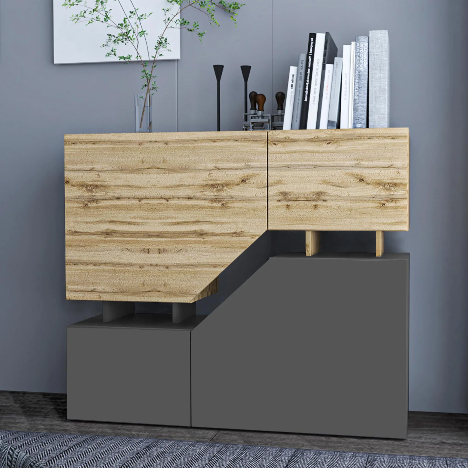 Credenza Alta Rovere Artigianale 82,5x30,5x150 cm in Truciolato Credenza Alta Rovere Artigianale 82,5x30,5x150 cm in Truciolato