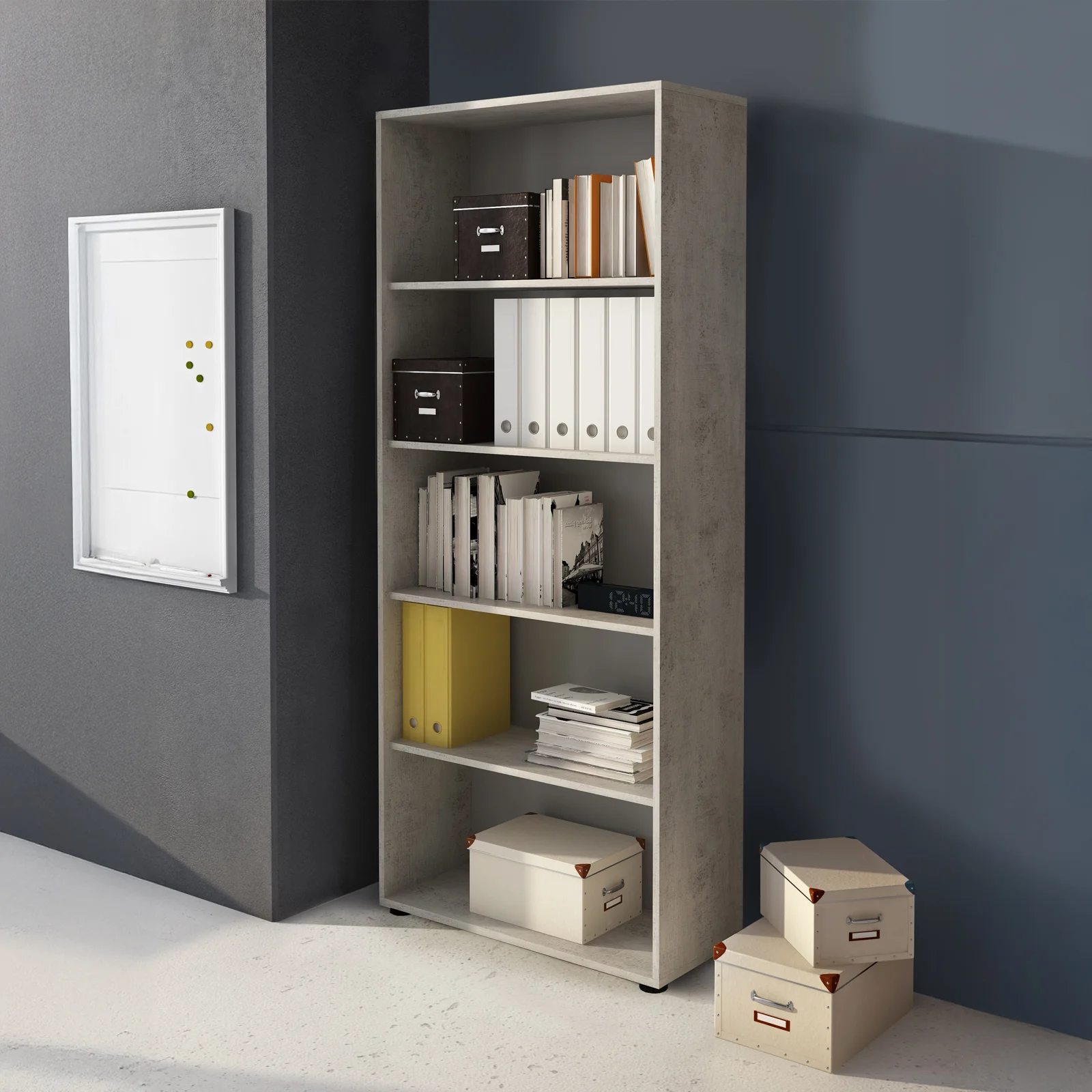 Libreria Zagabria Bianca opaco con bordo in Rovere Reversibile, 115x28 Libreria Zagabria Bianca opaco con bordo in Rovere Reversibile, 115x28