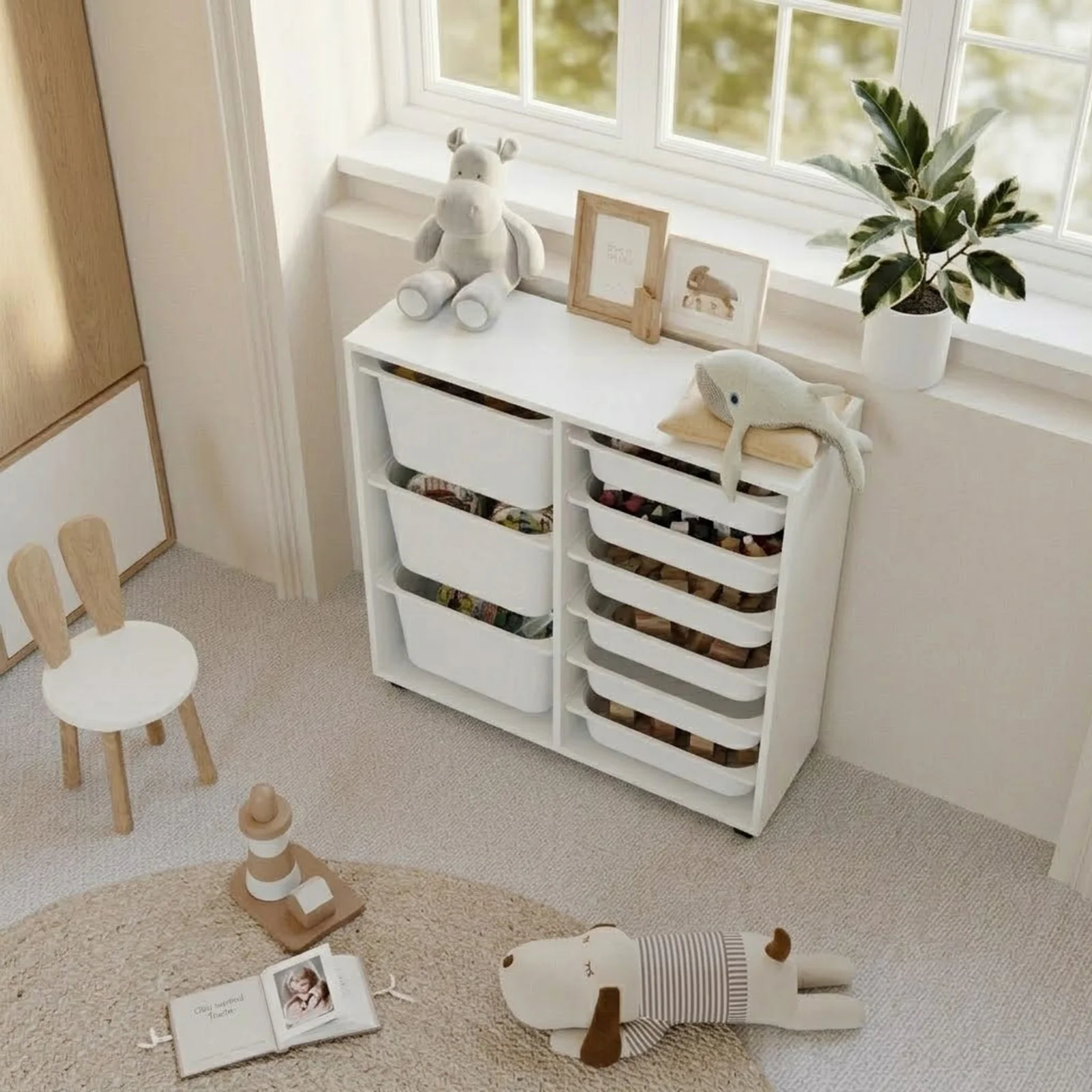Mobile portagiochi 89x85h cm cassettiera multiuso bianco Fast Concordia