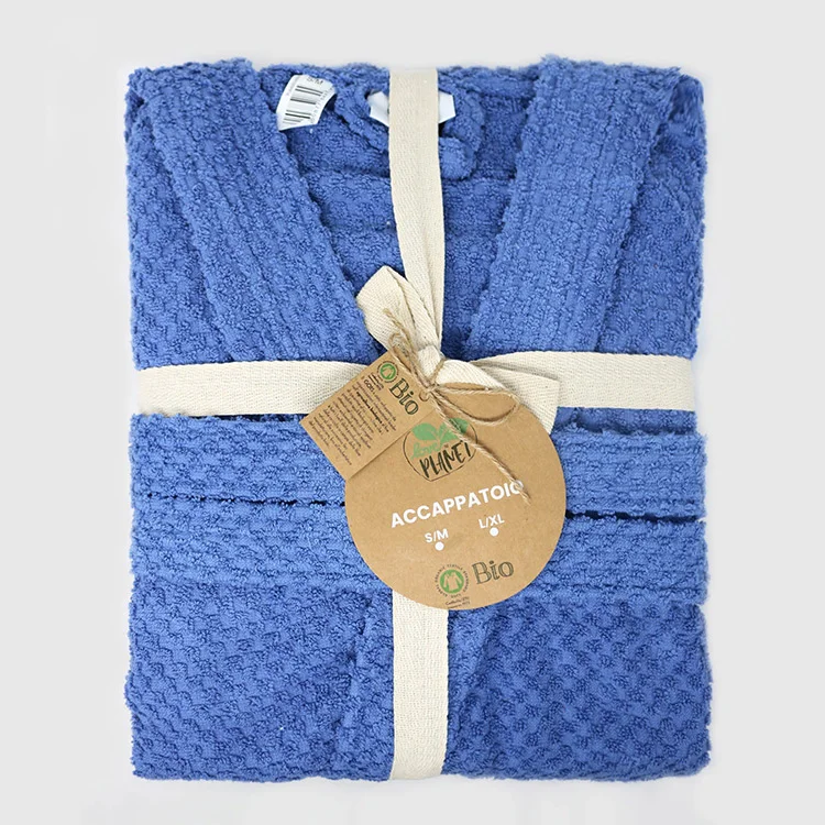 Accappatoio bagno in cotone taglia S/M blu Gobi