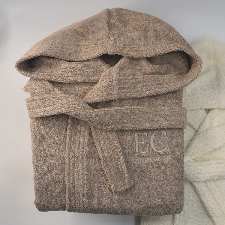 Accappatoio doccia con cappuccio unisex taglia S/M marrone Enrico Coveri