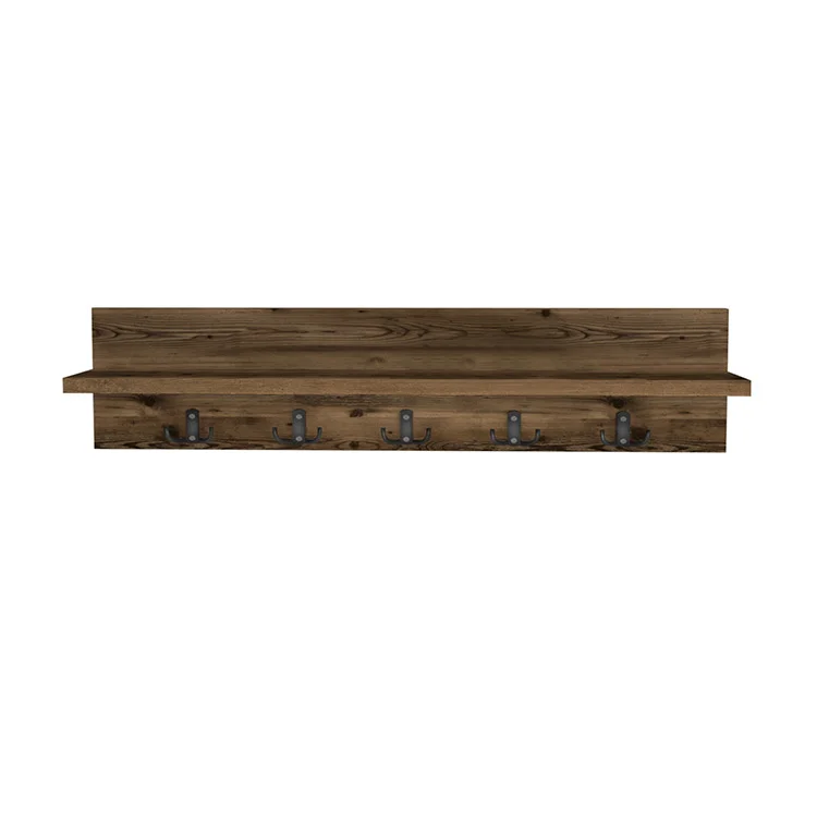 Appendiabiti da parete 80x18h cm con mensola noce Makira