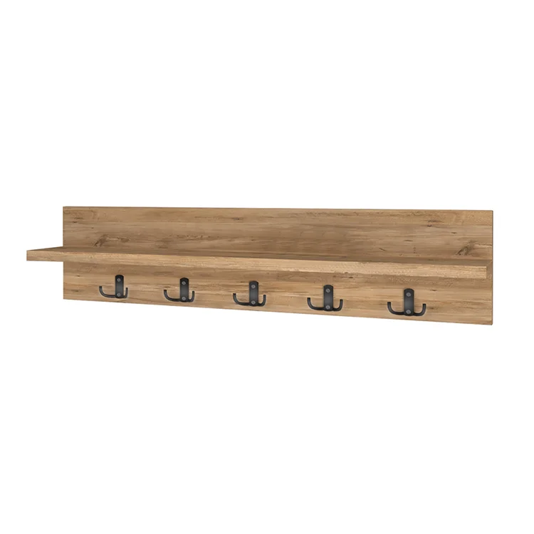 Appendiabiti da parete 80x18h cm con mensola rovere Makira