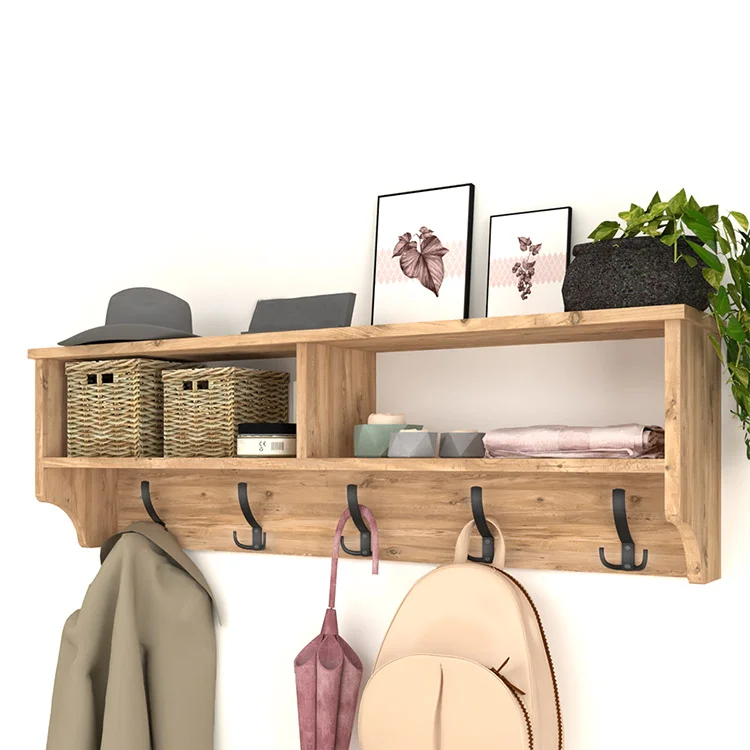 Appendiabiti da parete 120x37h cm con vani rovere Fionia