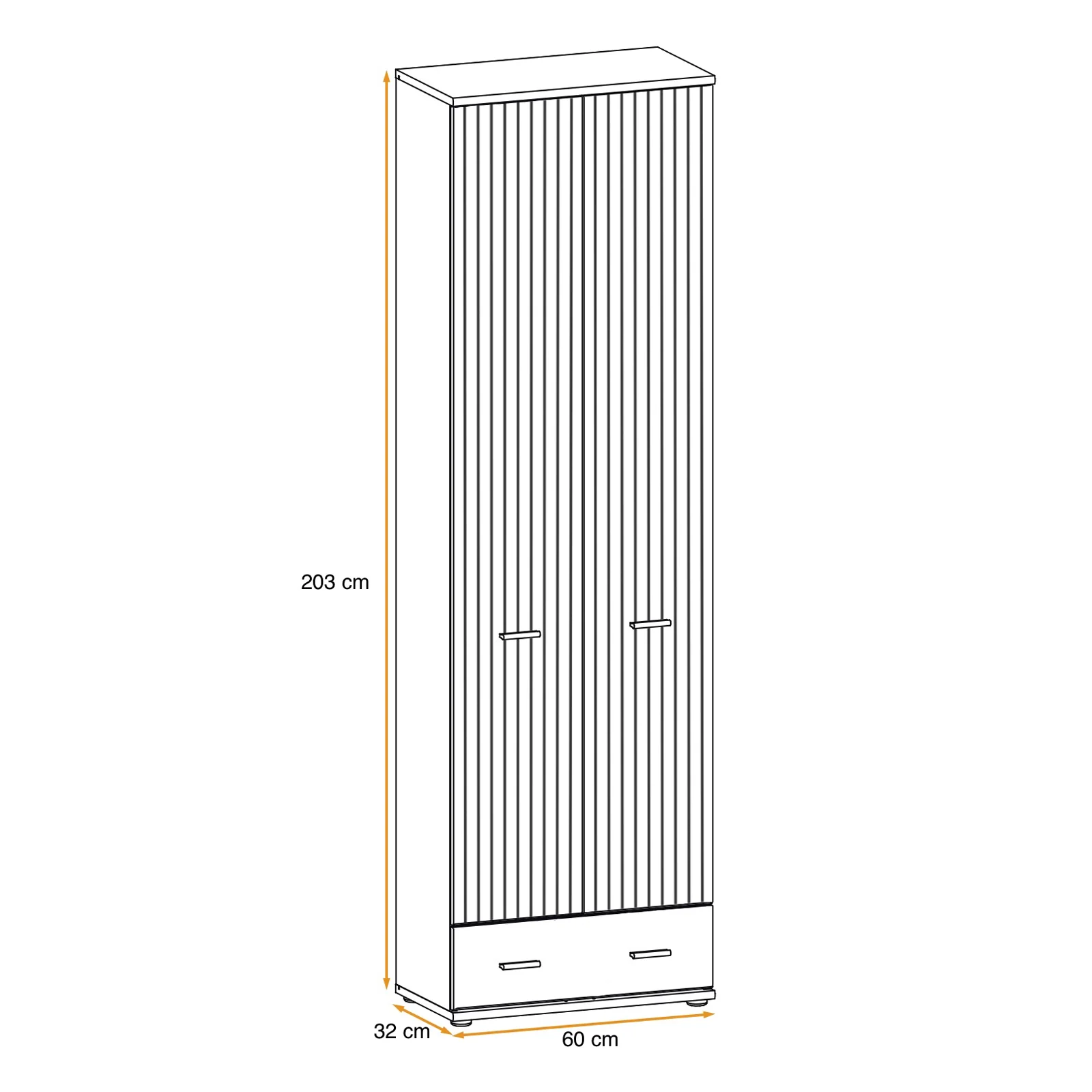 Armadio multiuso ingresso 60x203h cm 2 ante stampa a righe rovere rustico antracite California Gihome®