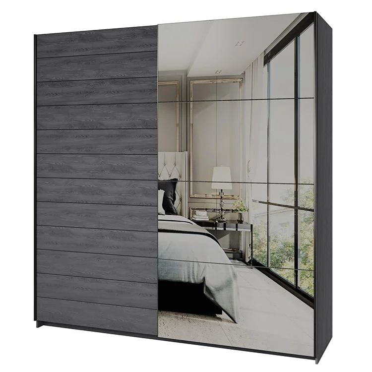 Armadio 200x210h cm 2 ante scorrevoli con specchio ossido Cortina Gihome®