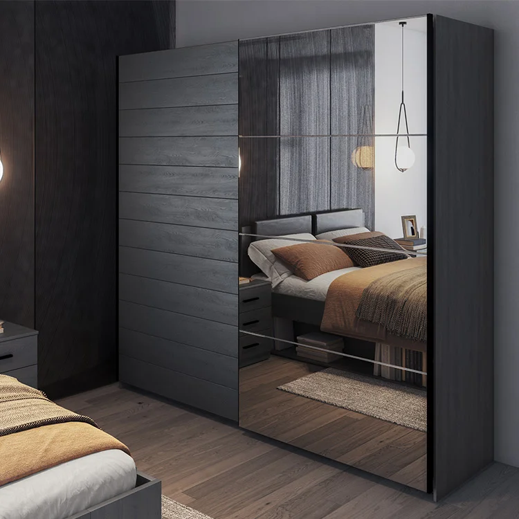 Armadio 220x210h cm 2 ante scorrevoli con specchio ossido Cortina Gihome®